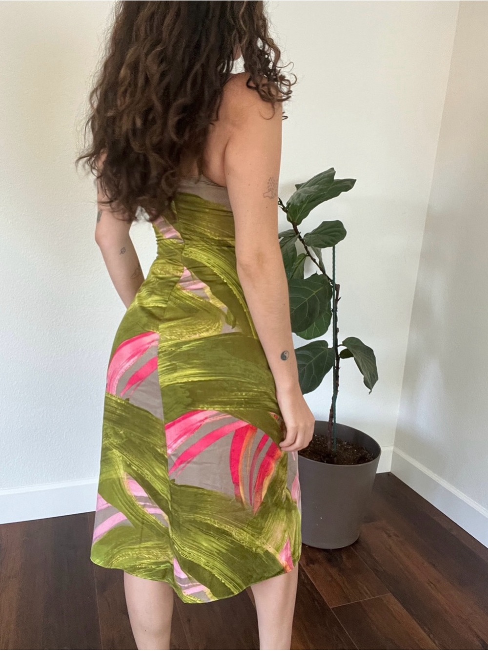 BCBG New York Olive Green & Pink Multicolor Shoulder Bag